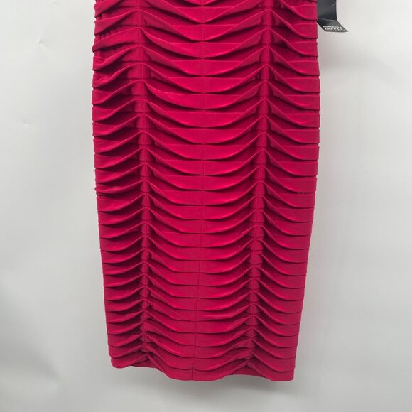 Adriana Papell Womens Textured Sheath Dress V-Neck Cap Sleeve Plum Size 4 New - Picture 3 of 9